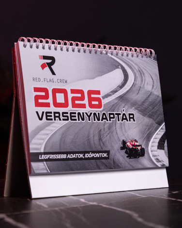 2026 Technikai Versenynaptár motorsportos dizájnnal, fém spirálkötéssel és részletes versenynaptárral