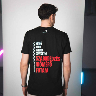 RACE WEEK MODE t-shirt with motorsport-themed design and Red Flag Crew details.