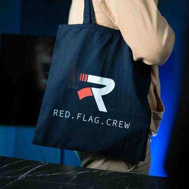 Red Flag Bag displaying minimalist motorsport design in navy color.